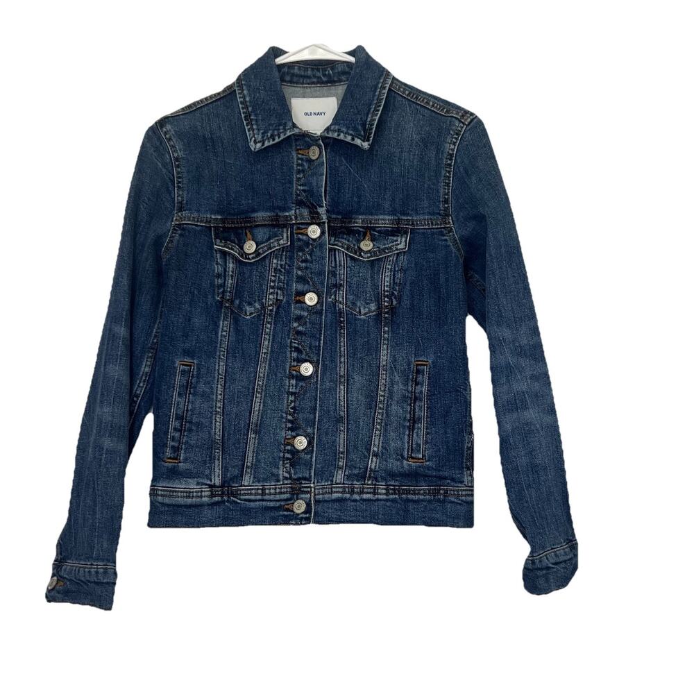 Old Navy Woman’s Blue Jean Distressed‎ Cotton Jacket Size XS Boho Y2K Western